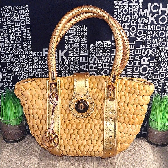 Michael Kors Handbags - MICHAEL Michael Kors Wicker & leather Studded Sachel